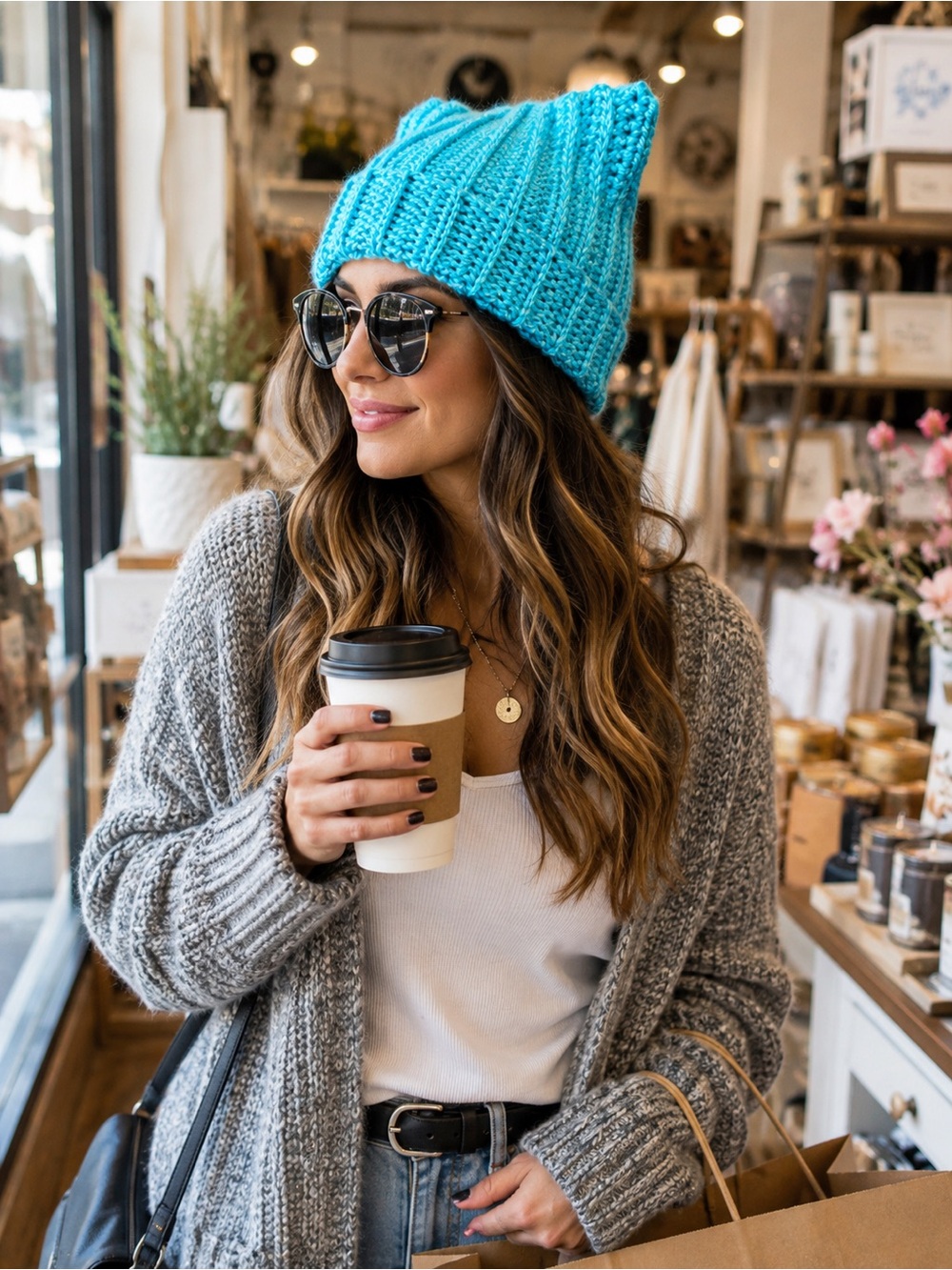 Handmade Turquoise Crochet Cat Ear Beanie | Cozy Kitty Hat